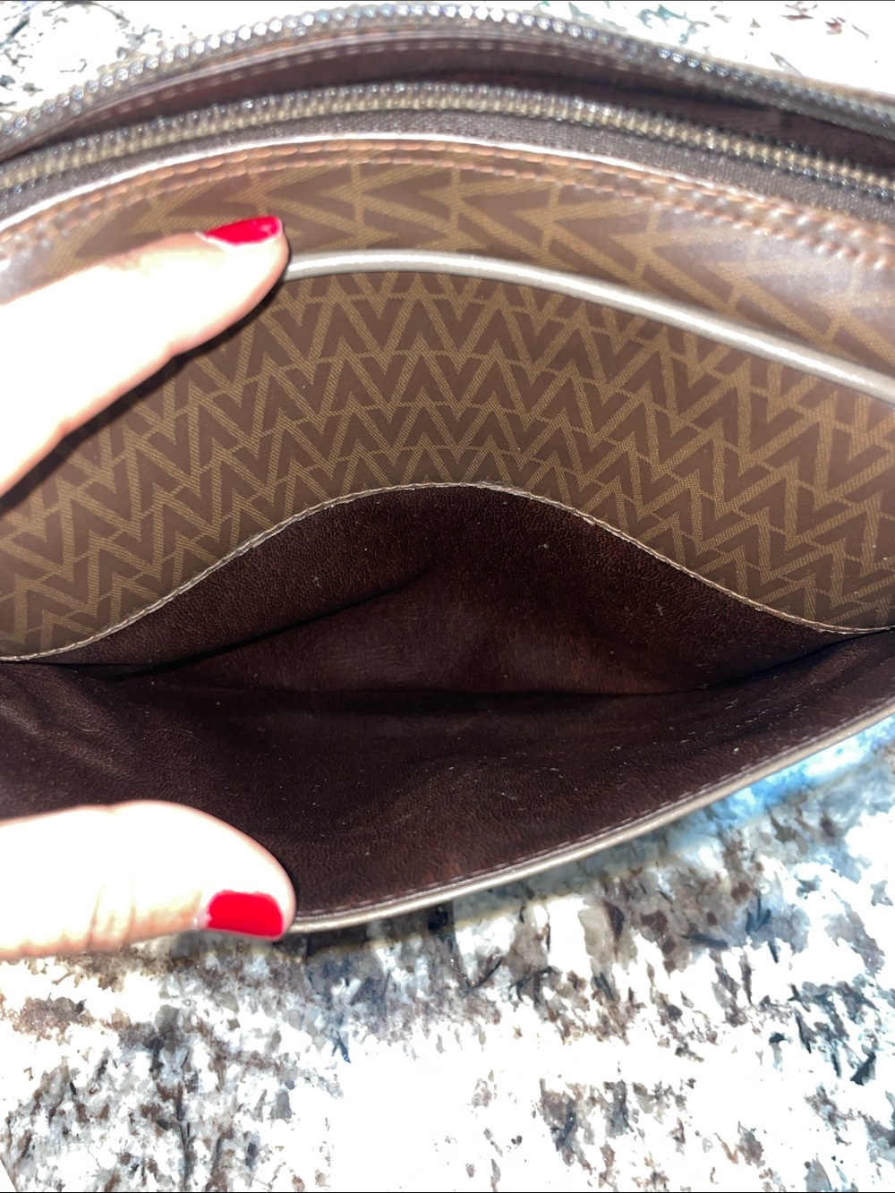 Mario Valentino Brown Monogrammed V-Logo Crossbody Bag - Picture 14 of 17